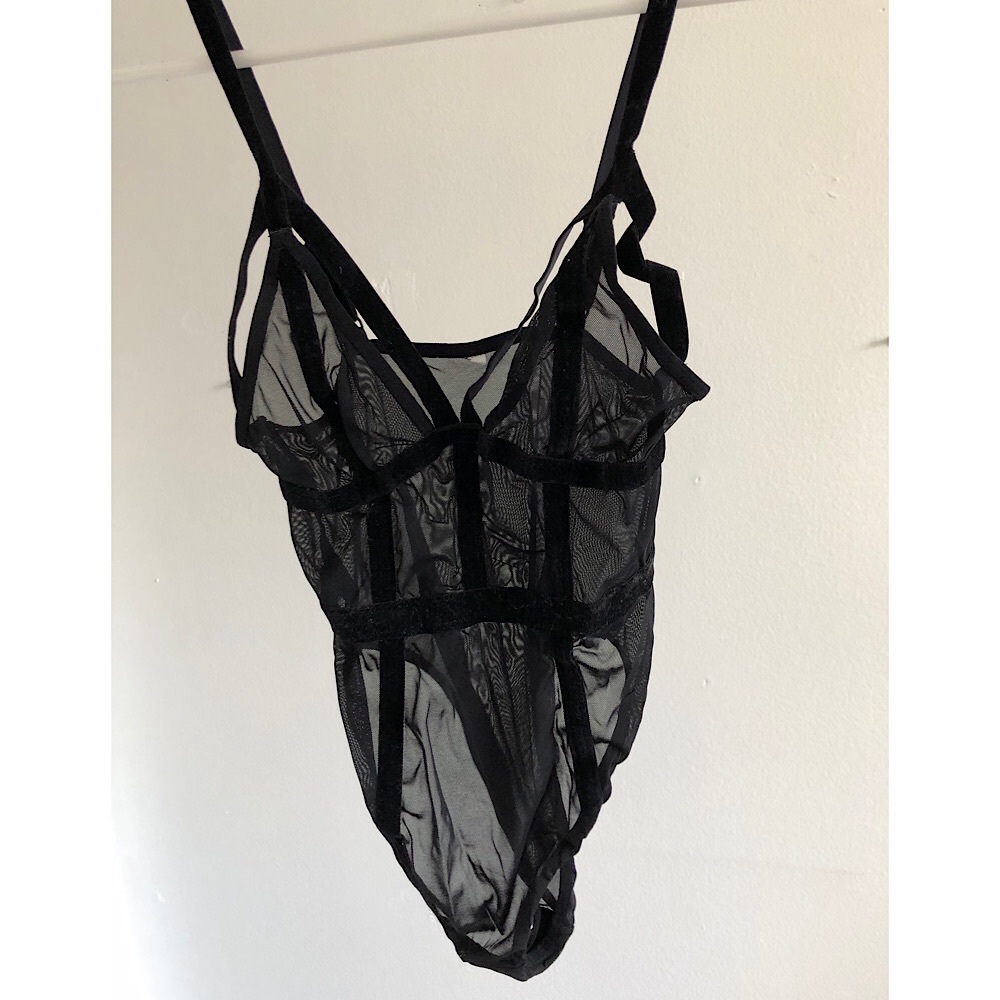 Sheer and velvet bodysuit